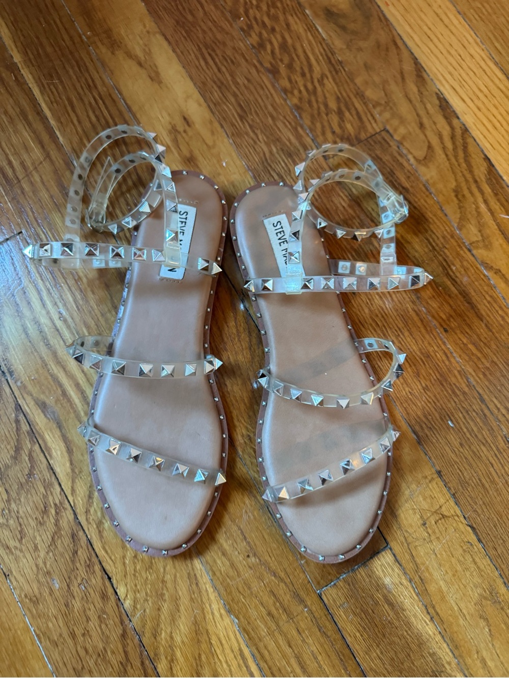 Steve Madden Clear Studded Gladiator Sandals - Brown